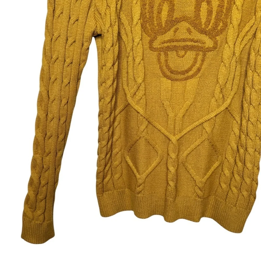 Disney Donald Duck Mustard Women’s Cable Knit Crewneck Women’s Sweater Sz L - Picture 6 of 14